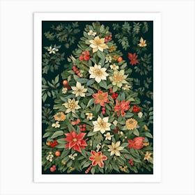 William Morris Style Christmas Tree 8 Art Print