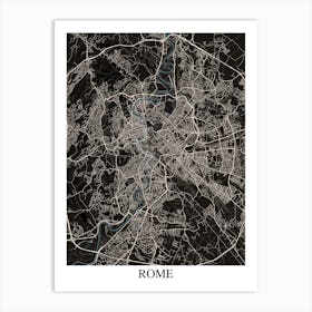 Rome Black Blue Art Print