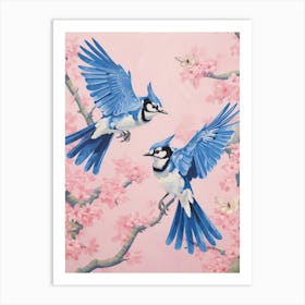 Vintage Japanese Inspired Bird Print Blue Jay 1 Art Print