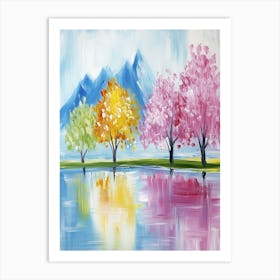 Spring Trees By The Lake Art Print