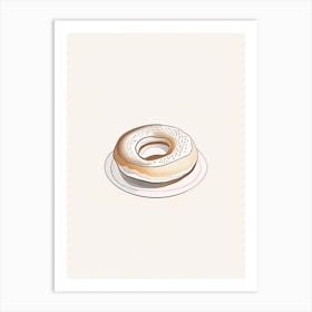 Bagel On Plate Minimalist Line 1 Art Print