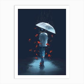 Man In The Rain Art Print