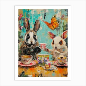 Kitsch Cute Animal Tea Party 1 Art Print