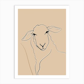 Sheep - Boho, Line Art 1 Art Print