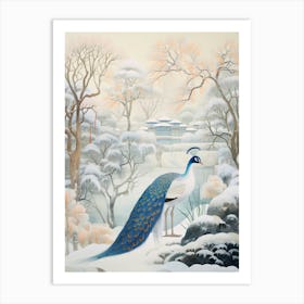 Winter Bird Painting Peacock 2 Art Print