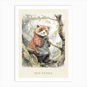 Beatrix Potter Inspired  Animal Watercolour Red Panda 2 Art Print