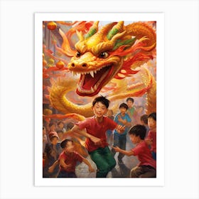 Dragon Dancing Chinese New Year 2 Art Print