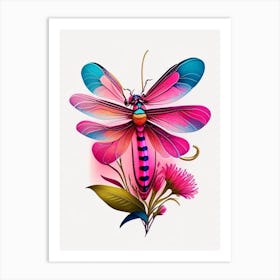Roseate Skimmer Dragonfly Tattoo 1 Art Print