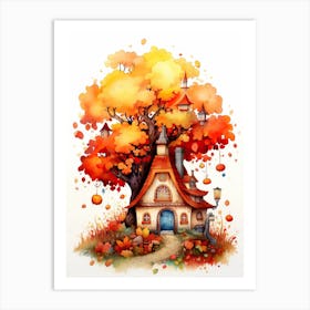 Cute Autumn Fall Scene 4 Art Print