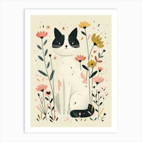 Cat In Flowers 7 Art Print