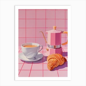 Pink Breakfast Food Moka Coffee 4 Art Print