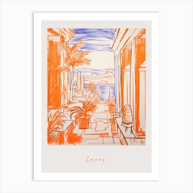 Luxor Egypt Orange Drawing Poster Art Print