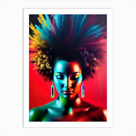 African Woman With Colorful Hair Art Print