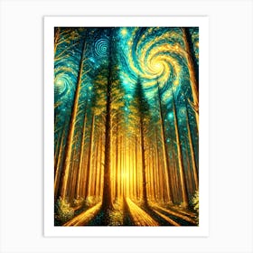 Starry Night In The Forest Art Print