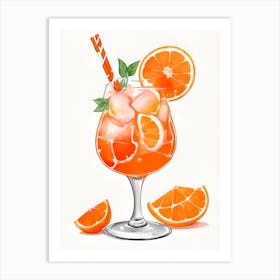 Aperol With Ice And Orange Watercolor Vertical Composition 44 Art Print