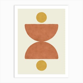 Half-circle Abstract Mid-century Modern Balance Gold Orange Art Print