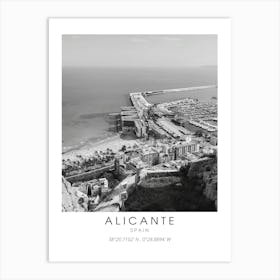 Alicante Spain Black And White Art Print