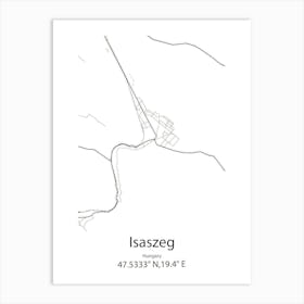 Isaszeg,Hungary Minimalist Map Art Print