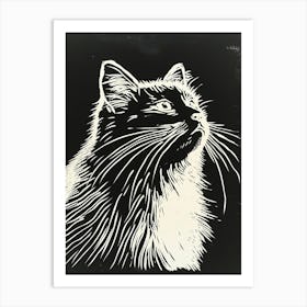 Himalayan Cat Linocut Blockprint 2 Art Print