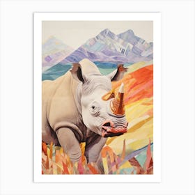 Pastel Rhino 4 Art Print