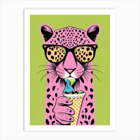 Leopard Ice Cream Minimal Illustration Art Print
