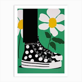 Footwear Fusion Fantasia: Sneakers and Flowers Art Print