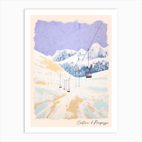 Poster Of Cortina D Ampezzo   Italy, Ski Resort Pastel Colours Illustration 1 Art Print