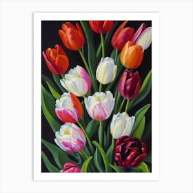 Tulips Still Life Oil Painting Flower Art Print