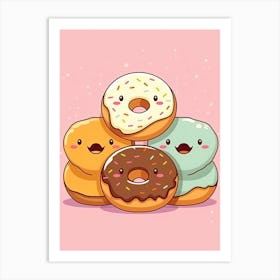 Cute Donuts Singing Art Print