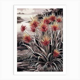 Flowers By The Water Art Print