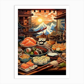 Japanese Food In A Restaurant Art Print