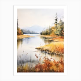 Lake In The Woods In Autumn, Painting 27 Art Print