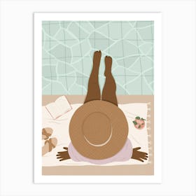 Woman Relaxing By The Pool Summer Art Print