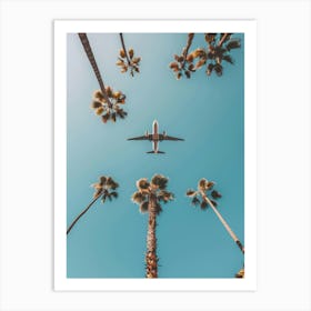 Airplane Flying Over Palm Trees 8 Art Print