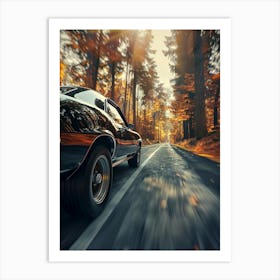 Classic Muscle Car In The Forest Art Print