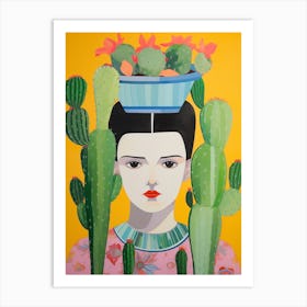 Woman With A Cactus On Her Head Art Print