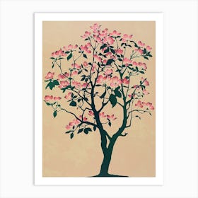 Dogwood Tree Colourful Illustration 4 Art Print