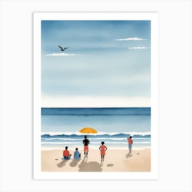 People On The Beach Painting (8) Art Print
