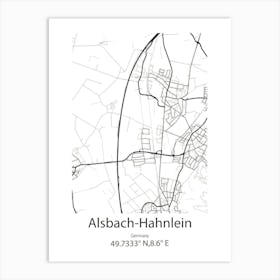 Alsbach Hahnlein,Germany Minimalist Map Art Print