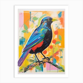 Colourful Bird Painting Blackbird 4 Art Print