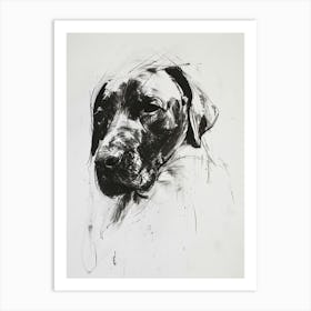 Dog Black Ink Portrait Art Print