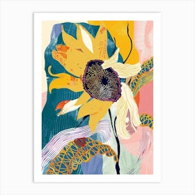 Colourful Flower Illustration Sunflower 1 Art Print