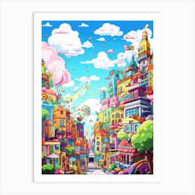 Cartoon City 2 Art Print