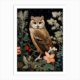 Dark And Moody Botanical Owl 1 Art Print