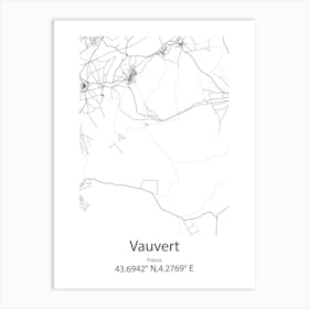 Vauvert,France Minimalist Map Art Print