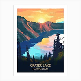 Crater Lake National Park Travel Poster Illustration Style 1 Art Print