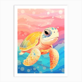 Mosaic Cartoon Sea Turtle Art Print