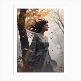 Girl In The Woods Art Print