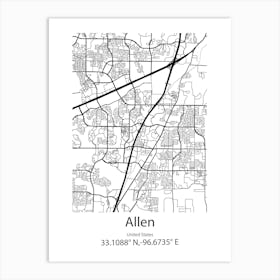 Allen Park,United States Minimalist Map Art Print