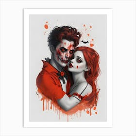 Skeleton Couple Art Print